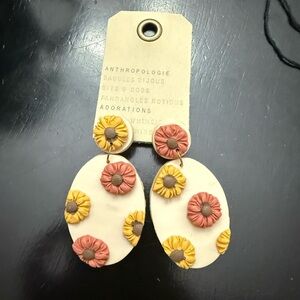Handmade polymer clay floral fall statement earrings